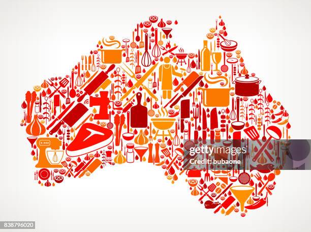 australia cooking and food vector icon pattern - australian cafe stock illustrations