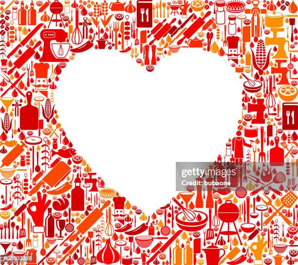 heart cooking and food vector icon pattern - beef heart stock illustrations