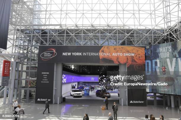 Signage for the New York International Auto Show at Jacob K Javits Convention Center in New York City, New York, April 13, 2017. .