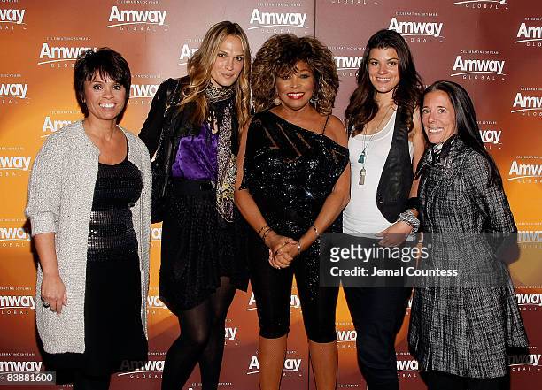 Barb Alviar, Actress/model Molly Sims, Music Legend Tina Turner, Summer Rayne Oaks and Faith Kates Kogan backstage at the Amway Global presentation...