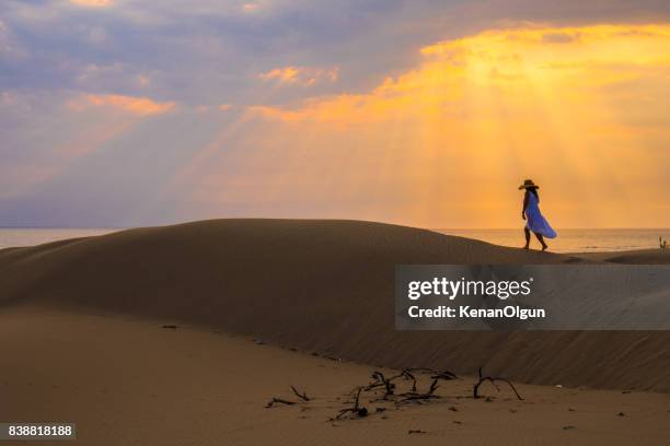 woman walking in the desert. patara. - patara stock pictures, royalty-free photos & images