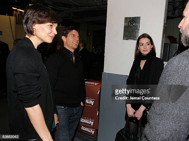 Actress Katie Holmes, actor Tom Cruise, Actress Anne Hathaway and Gerrard Hathaway backstage at the Amway Global presentation of Tina Turner Live in...