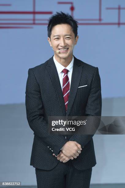 Actor Han Geng promotes Audi A6L during 2017 Chengdu Motor Show on August 25, 2017 in Chengdu, Sichuan Province of China.