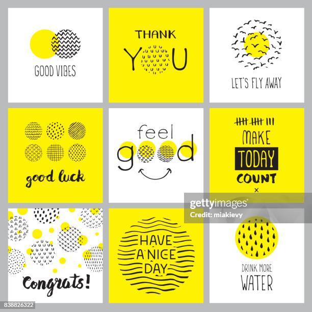 stockillustraties, clipart, cartoons en iconen met positieve hand getrokken citaten - thank you korte frase
