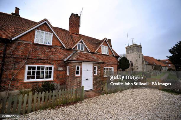 The Church of St Mary the Virgin next to a private cottage in the village of Bucklebury west Berkshire, where Kate Middleton the fiancee of Prince...