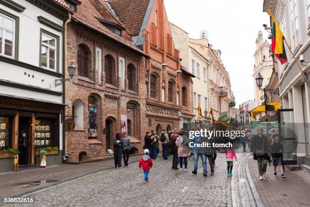 pilies street in vilnius, lithuania - vilnius stock pictures, royalty-free photos & images
