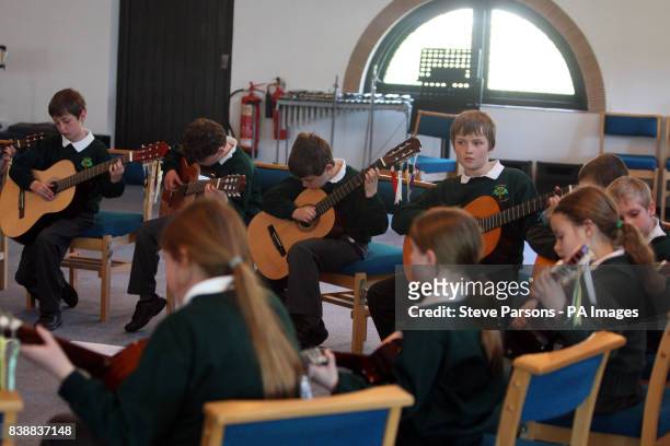 Children from Bucklebury Church of England Primary School record a song for the wedding of Prince William and Kate Middleton, in the Berkshire parish...