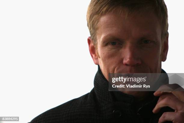 Manager Jan Schindelmeiser is pictured after the TSG 1899 Hoffenheim training session at the Hoffenheim training ground on December 2, 2008 in...