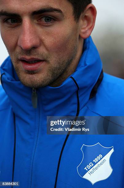 Vedad Ibisevic is seen after the TSG 1899 Hoffenheim training session at the Hoffenheim training ground on December 2, 2008 in Hoffenheim, Germany.