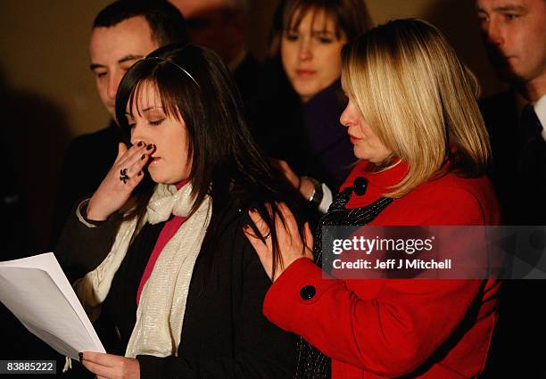 Lindsay Brown and Sharon Brown the sisters of Vickie Hamilton speak outside Dundee High Court on December 2, 2008 in Dundee, Scotland. Peter Tobin...