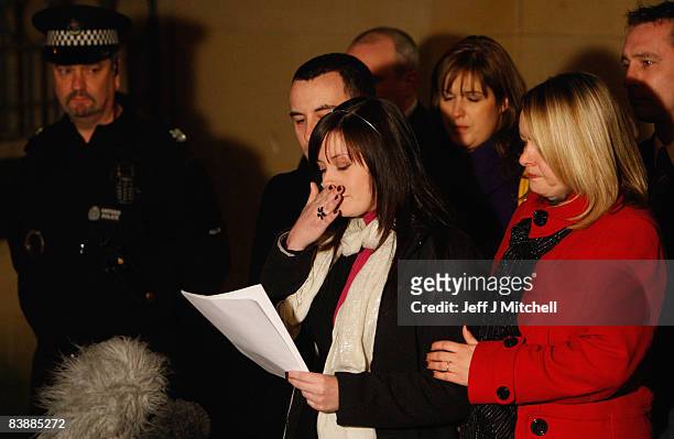 Lindsay Brown and Sharon Brown the sisters of Vickie Hamilton speak outside Dundee High Court on December 2, 2008 in Dundee, Scotland. Peter Tobin...