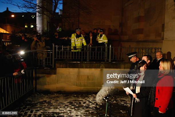 Lindsay Brown and Sharon Brown the sisters of Vickie Hamilton speak outside Dundee High Court on December 2, 2008 in Dundee, Scotland. Peter Tobin...