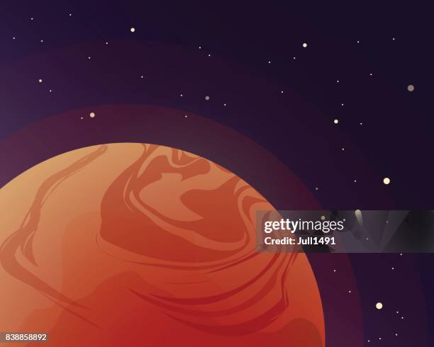 the red planet mars. the stars and planets in space. vector illustration. space background - volcano science stock illustrations