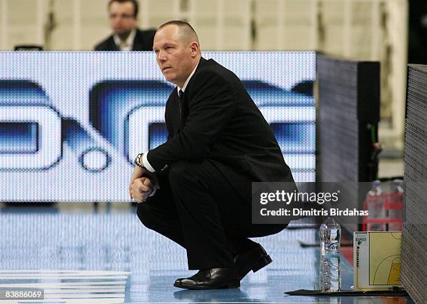 Jean-Denys Choulet, Head Coach of Chorale Roanne looks on during the Eurocup Basketball Game 2 match between Maroussi Costa Coffee and Chorale Roanne...