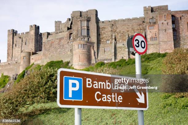 Bamburgh Castle car park sign.