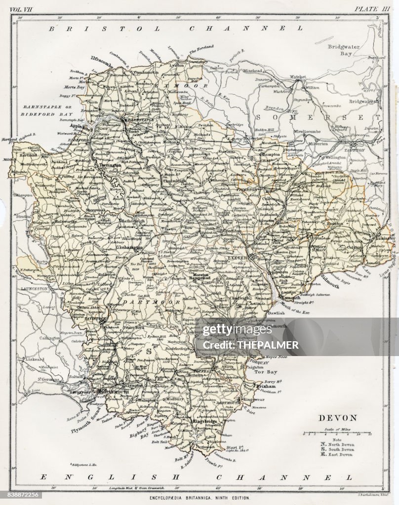 Mappa del Devon 1883