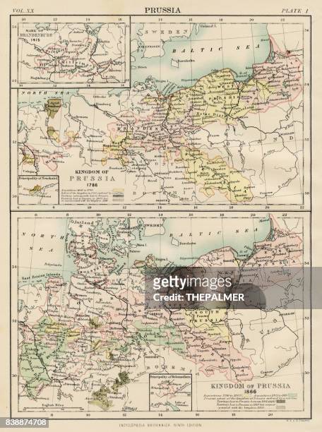 stockillustraties, clipart, cartoons en iconen met kaart van pruisen 1883 - crown prince frederick william of prussia