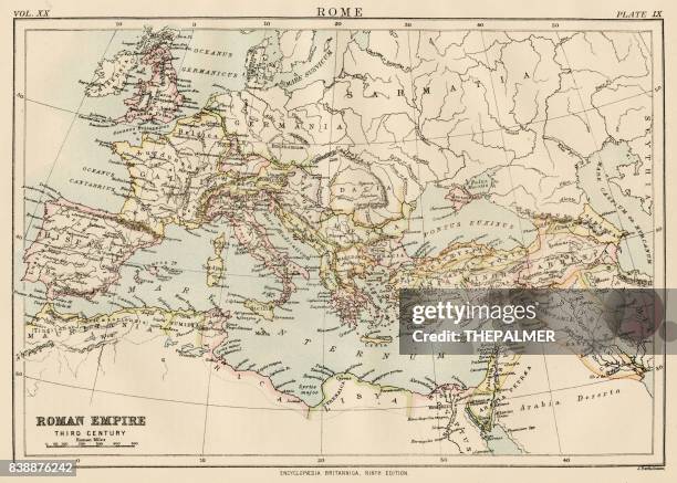 map of the roman empire 1883 - rome empire stock illustrations