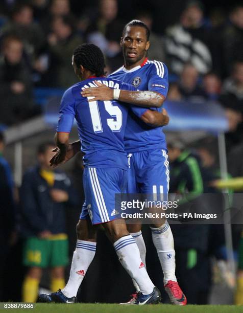 Chelsea's Didier Drogba and Florent Malouda after the final whistle