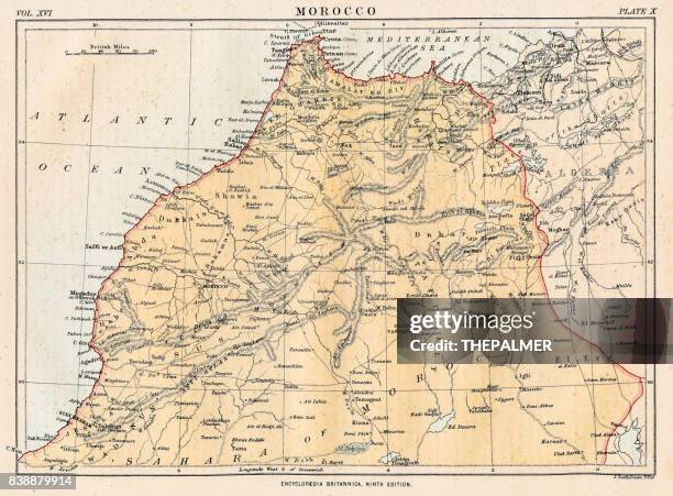 illustrations, cliparts, dessins animés et icônes de carte du maroc 1883 - maroc