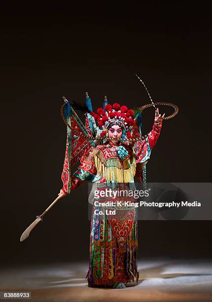 chinese opera character (mu gui ying) - chinese opera makeup stock pictures, royalty-free photos & images
