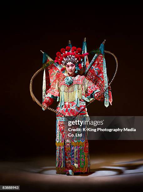 chinese opera character (mu gui ying) - chinese opera makeup stock pictures, royalty-free photos & images