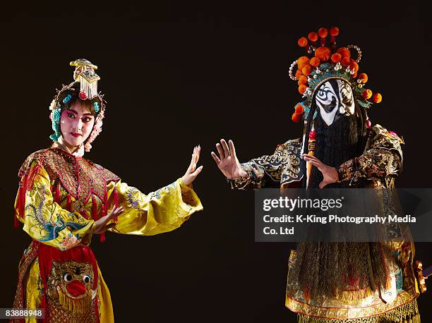 chinese opera (ba wang and yu ji) - chinese opera makeup stock pictures, royalty-free photos & images