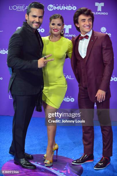 Fabian Rios, Guest and Yuly Ferreira arrive at Telemundo's 2017 'Premios Tu Mundo' at American Airlines Arena on August 24, 2017 in Miami, Florida.