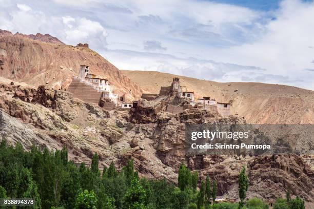 basgo monastery or basgo gompa in leh, ladakh, jammu and kashmir, india - basgo monastery stock pictures, royalty-free photos & images