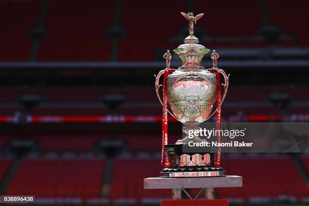 Challenge Cup Trophy on display during the Hull FC Captain's Run at Wembley Stadium on August 25, 2017 in London, England.