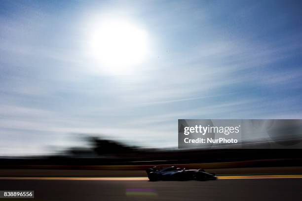 Lewis from Great Britain of team Mercedes GP during the Formula One Belgian Grand Prix at Circuit de Spa-Francorchamps on August 25, 2017 in Spa,...