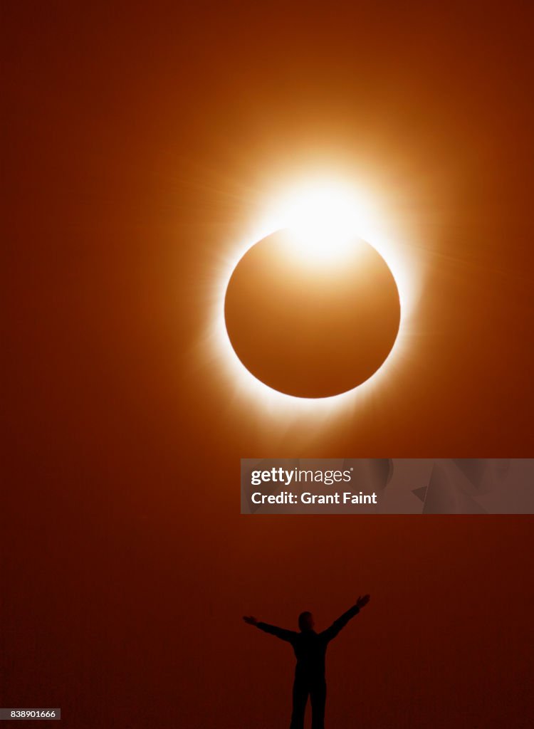 View of solar eclipse in totality.