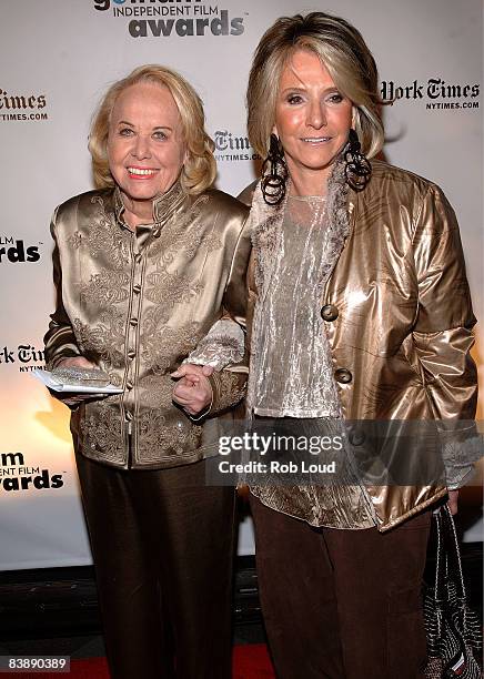 Journalist Liz Smith and President of HBO Documentary Films Sheila Nevins attends the 18th Annual Gotham Independent Film Awards at Museum of Finance...