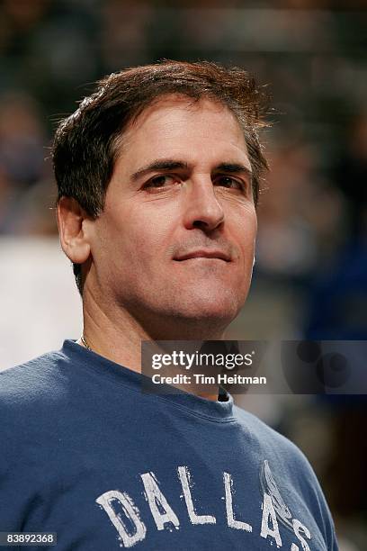 Owner Mark Cuban of the Dallas Mavericks smiles during the game against the Memphis Grizzlies on November 21, 2008 at American Airlines Center in...