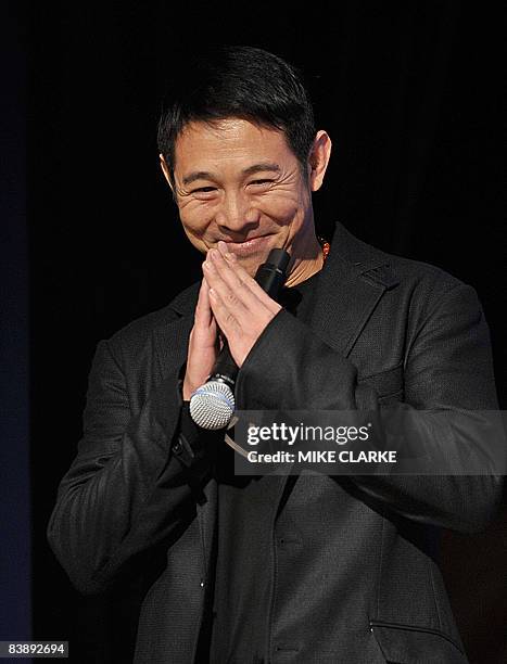 Movie star and founder of "One" foundation Jet Li arrives at the Clinton Global Initiative in Hong Kong on December 3, 2008. The Clinton Global...