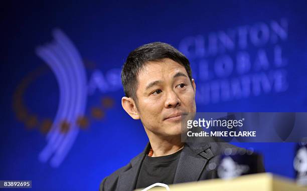 Movie star and founder of "One" foundation Jet Li listens at the Clinton Global Initiative in Hong Kong on December 3, 2008. The Clinton Global...