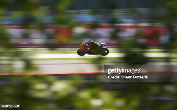 Pol Espargaro of Spain and Red Bull KTM Factory Racing during Free Practice at Silverstone Circuit on August 25, 2017 in Northampton, England.