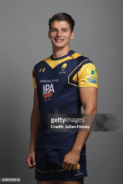 Ben Howard of Worcester poses for a portrait during the Worcester Warriors Photocall for the 2017-2018 Aviva Premiership Rugby season at Sixways...