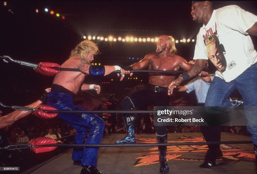 Hulk Hogan, Diamond Dallas Page, and Dennis Rodman, 1998 WCW Bash at the Beach