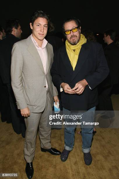 Vito Schnabel and Director Julian Schnabel attend a private dinner in honor of Anri Sala at the Cartier Dome - Miami Beach Botanical Garden on...