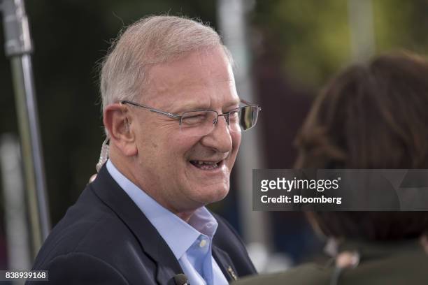 Thomas Hoenig, vice chairman of Federal Deposit Insurance Corp., speaks during a Bloomberg Television interview at the Jackson Hole economic...
