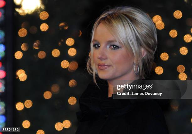 Britney Spears tapes her appearance for the Rockefeller CenterTree Lighting Ceremony on December 2, 2008 in New York City.