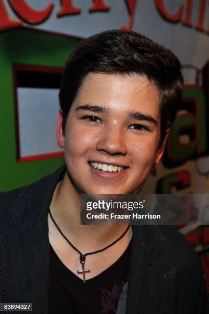 Actor Nathan Kress arrives at the premiere Of Nickelodeon's "Merry Christmas, Drake & Josh!" on December 2, 2008 at the Landmark Theatres, Westside...