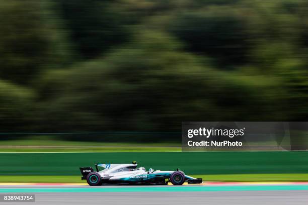 Valtteri from Finland of team Mercedes GP during the Formula One Belgian Grand Prix at Circuit de Spa-Francorchamps on August 25, 2017 in Spa,...