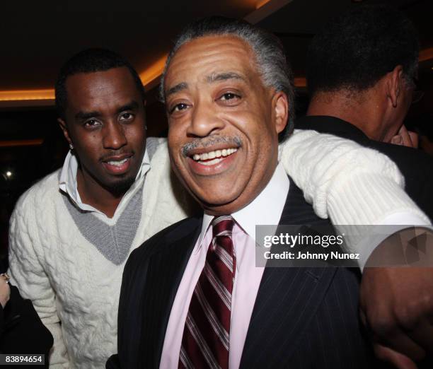 Sean "Diddy" Combs and Al Sharpton attend an intimate celebration of Susan Taylor's 37 Years at Essence magazine at a private residence on December...