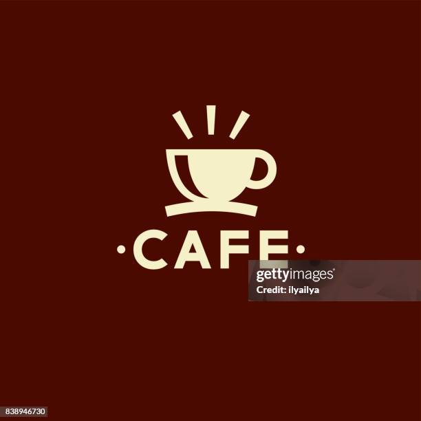 stockillustraties, clipart, cartoons en iconen met cafe vector embleem. kopje koffie pictogram - koffiepauze