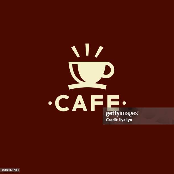 cafe vector emblem. cup of coffee icon - cappuccino stock illustrations