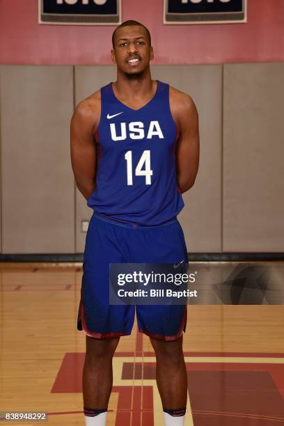 Jonathan Holmes of the USA AmeriCup Team poses for a portrait during a training camp at the University of Houston in Houston, Texas on August 24,...