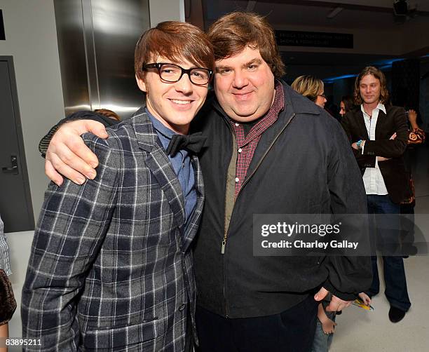 Actor Drake Bell and creator of "Drake and Josh" Dan Schneider attend the after party for "Merry Christmas, Drake & Josh!" at the Westside Pavillion...