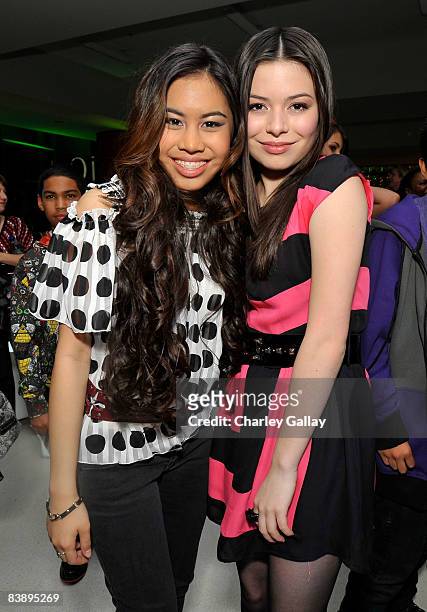 Actresses Ashley Argota and Miranda Cosgrove attend the after party for "Merry Christmas, Drake & Josh!" at the Westside Pavillion on December 2,...